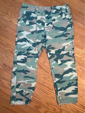 Mother the Shaker Chop Crop Blue/Green Camo - 32